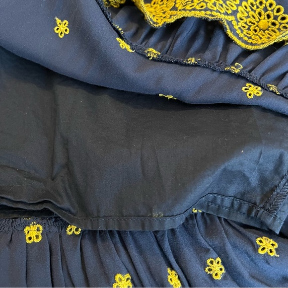 Boden Bronwen Broderie Embroidered Midi Dress in Navy and Yellow Sz 12 - Picture 11 of 16